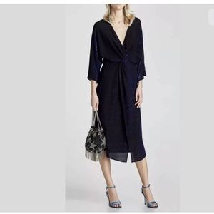 ZARA Blue Shimmery V-Neck Dress